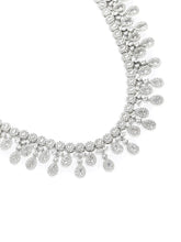 CZ Teardrop Halo Necklace Set - Silver