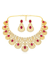 Radiant Ruby CZ and Red Stone Necklace Set