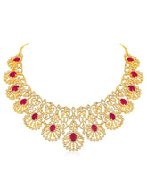 Radiant Ruby CZ and Red Stone Necklace Set