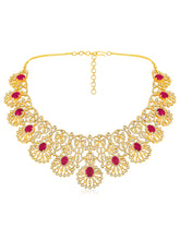 Radiant Ruby CZ and Red Stone Necklace Set