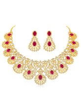 Radiant Ruby CZ and Red Stone Necklace Set