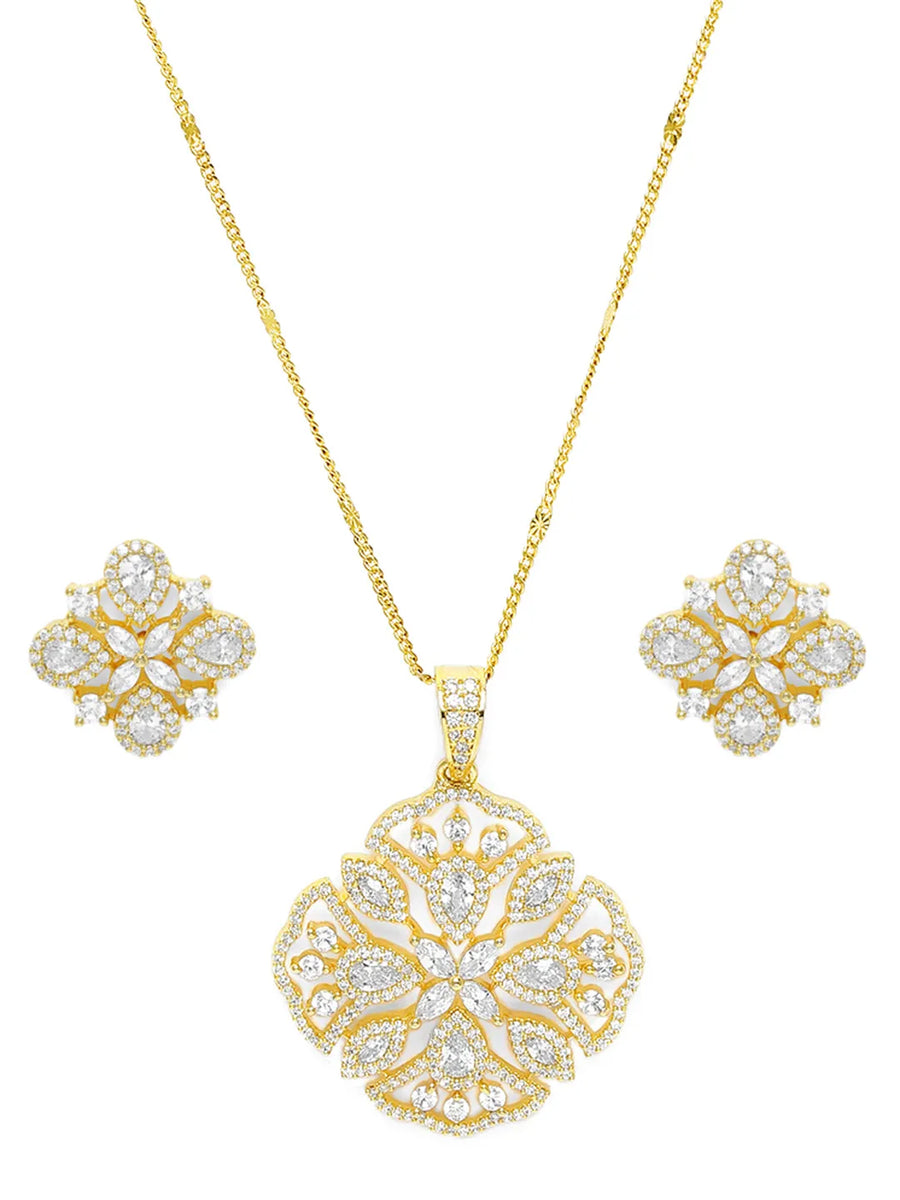Blooming Elegance CZ Stud Pendant Set