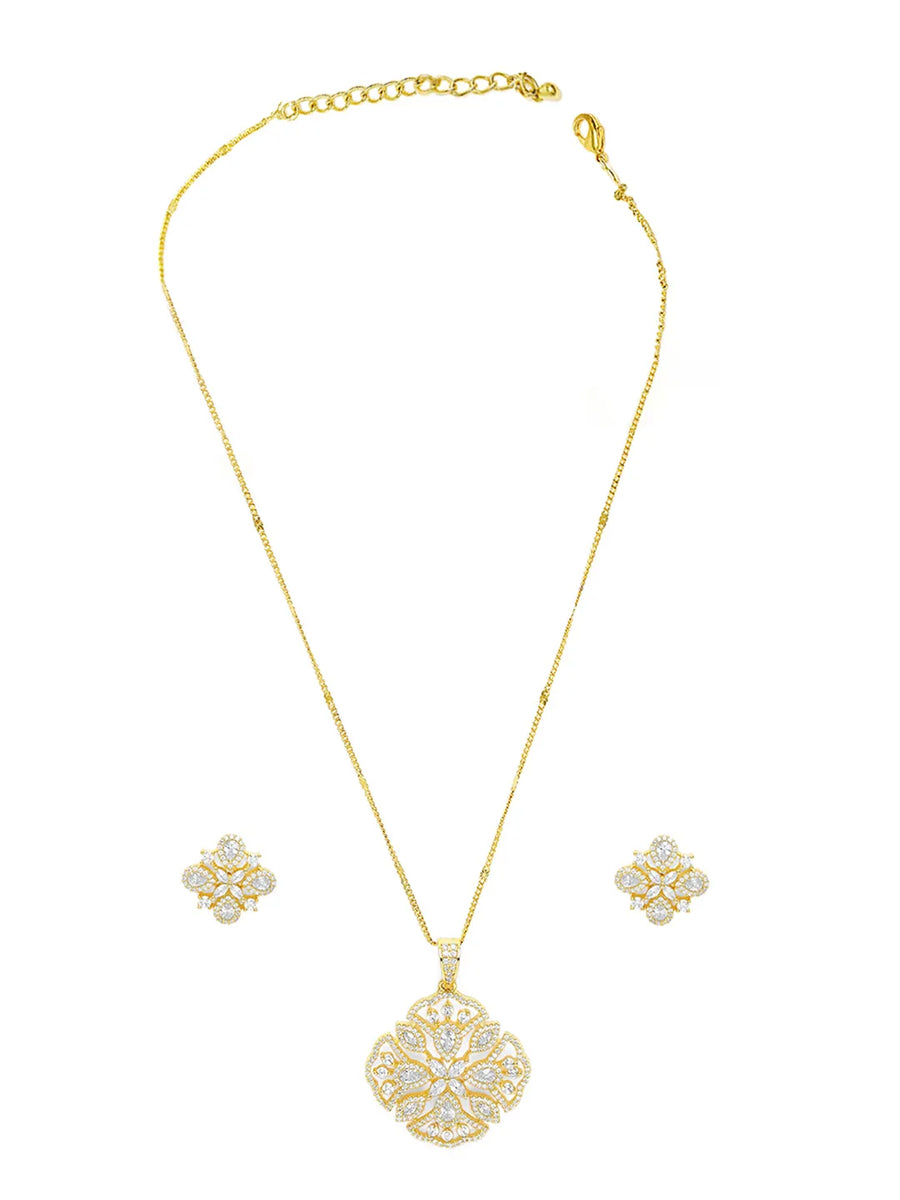 Blooming Elegance CZ Stud Pendant Set