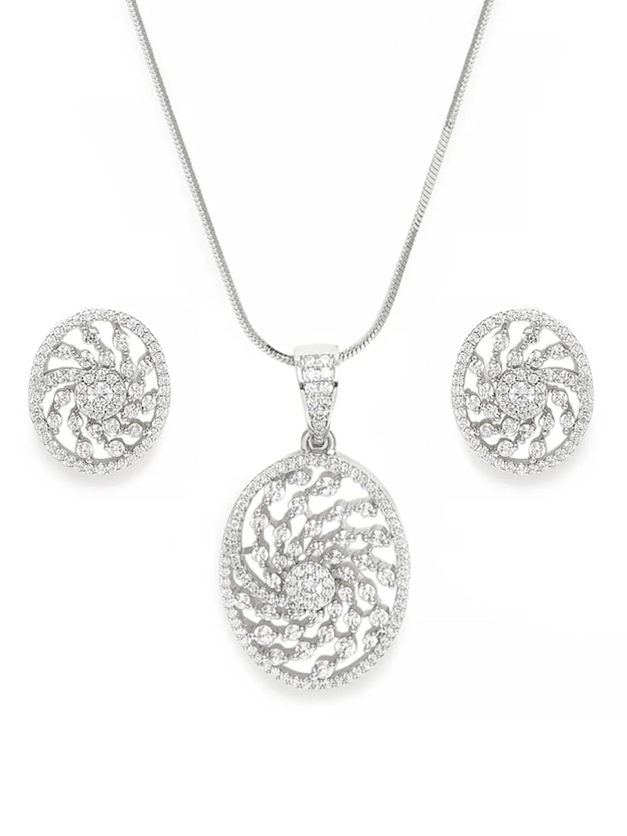 Oval Grace CZ Stud Pendant Set