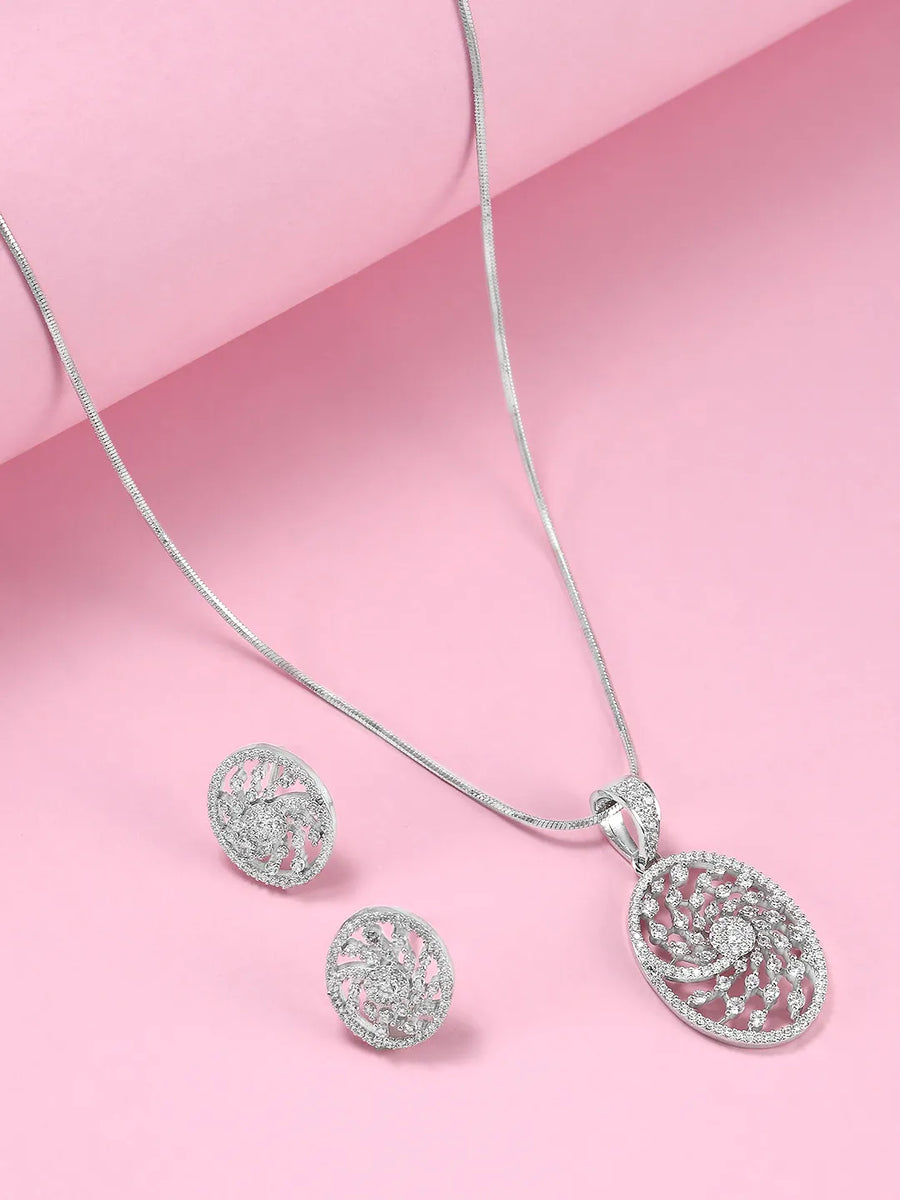 Oval Grace CZ Stud Pendant Set