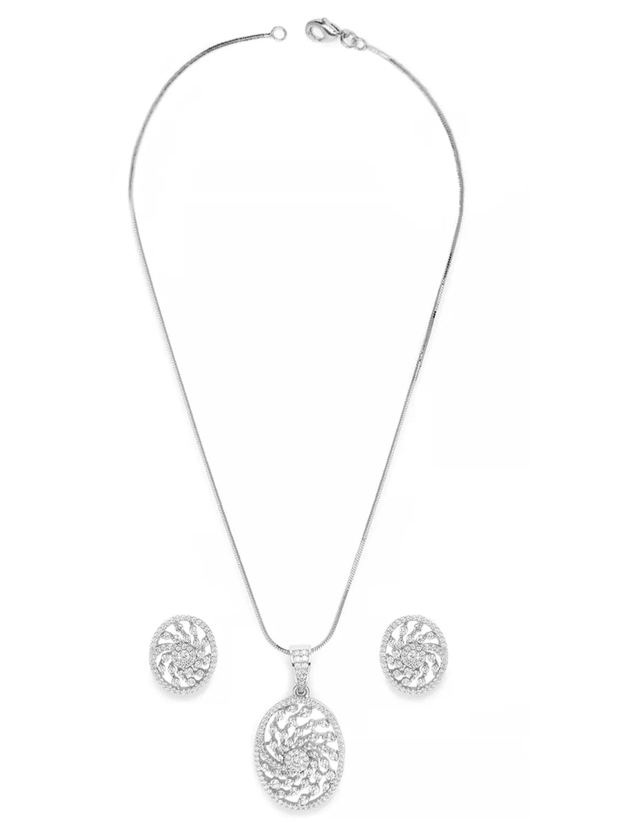 Oval Grace CZ Stud Pendant Set