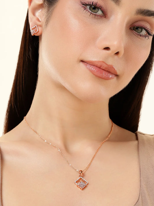 Brilliant CZ Studded Pendant Set