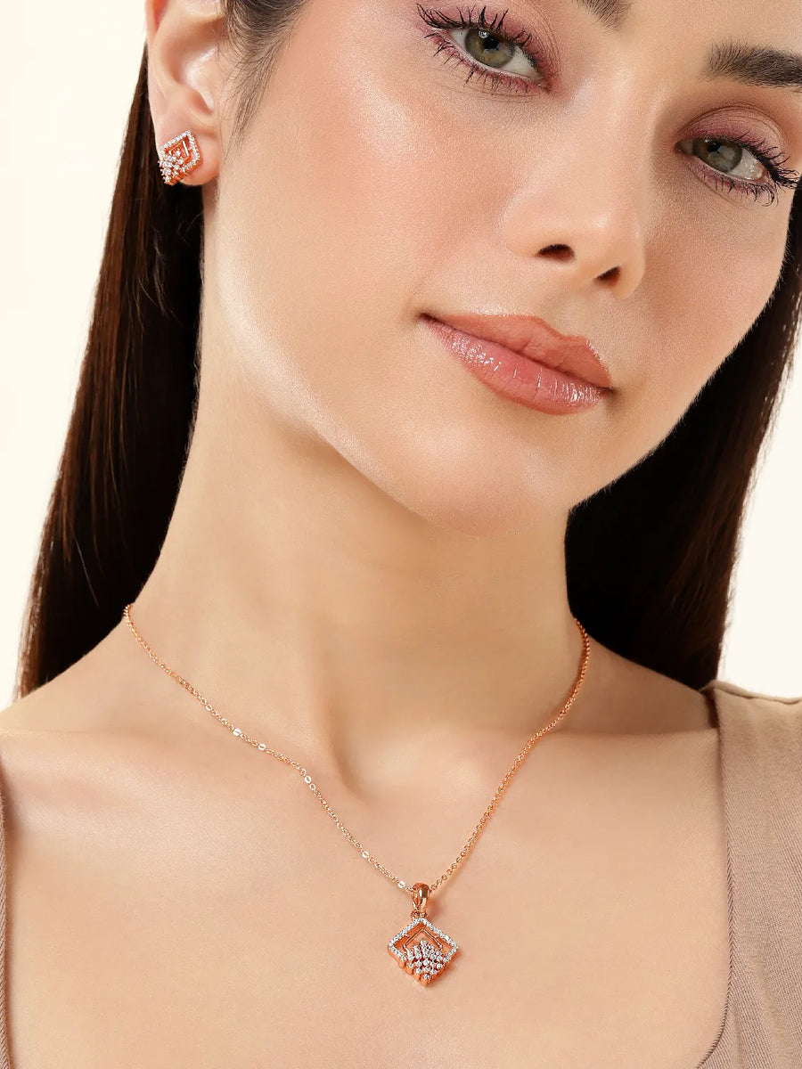 Brilliant CZ Studded Pendant Set