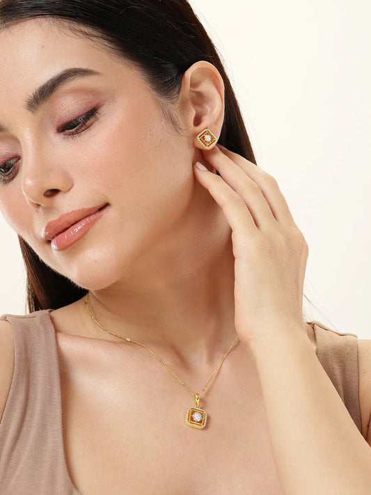 Eternal Glow CZ Studded Pendant Set