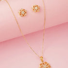 Floral Bloom CZ Petal Pendant Set