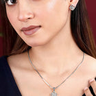 Floral CZ Silver Pendant & Earring Set