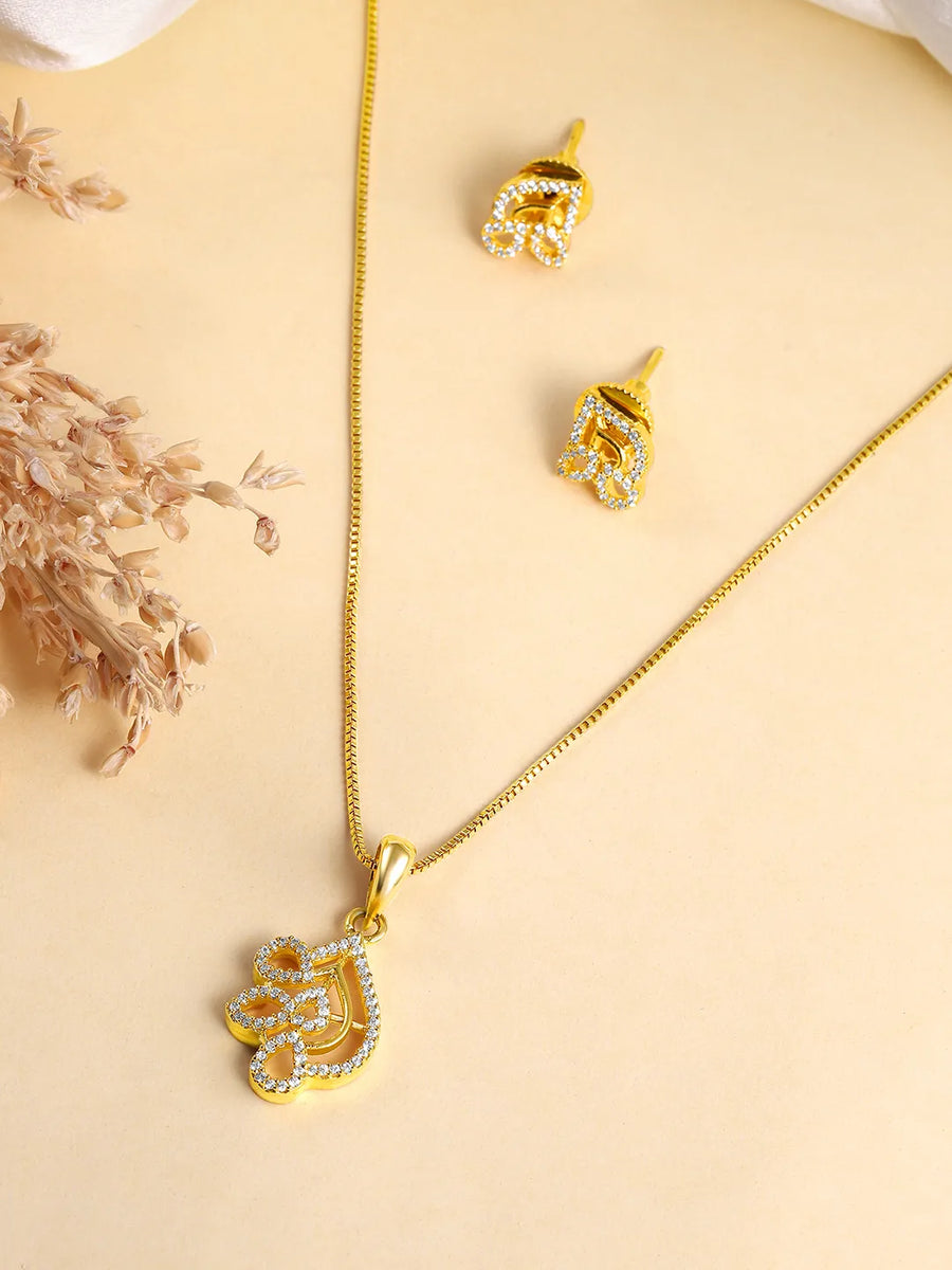 Majestic Shine CZ Studded Pendant Set