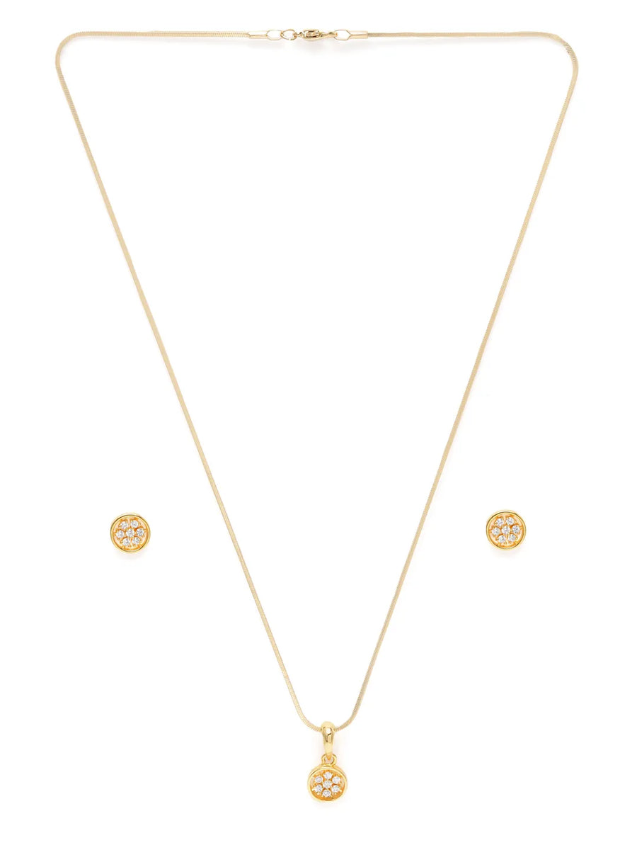 Crystal Studded Spark Round Pendant Set