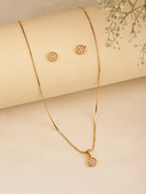 Crystal Studded Spark Round Pendant Set