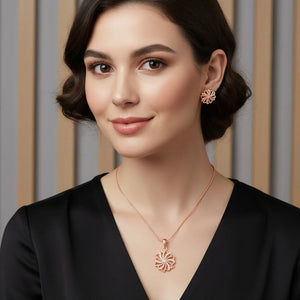 Petite Bloom CZ Floral Pendant Set