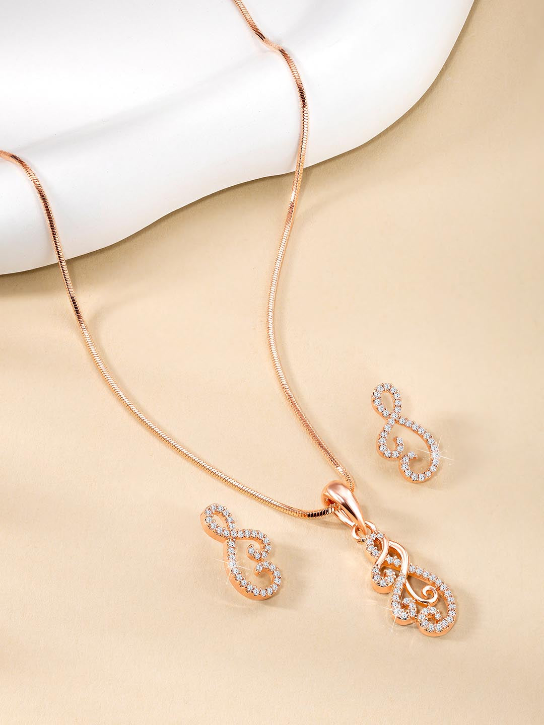 Trendy Floral CZ Pendant Set