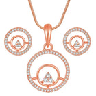 Elegant CZ Round Pendant Orbit Set - Rose Gold