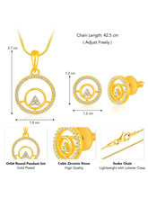 Elegant CZ Round Pendant Orbit Set - Gold