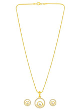 Elegant CZ Round Pendant Orbit Set - Gold