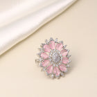 Rosy Orbit Ring with Crystal Charm