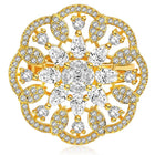Regal Radiance Statement CZ Ring by Peora. Gold-plating adjustable ring, geometric floral pattern with cubic zirconia.