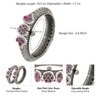 Antique Ruby Oxidized Petal Bangle Set