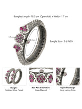 Antique Ruby Oxidized Petal Bangle Set