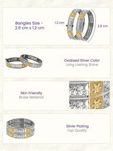 Peora Floral Elegance Oxidised Bangles - Silver