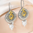 Pearl Antique Oxidized Drop Earrings