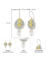 Pearl Antique Oxidized Drop Earrings