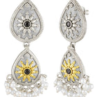 Oxidized Earrings with Teardrop Pearls