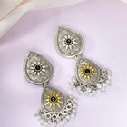 Oxidized Earrings with Teardrop Pearls