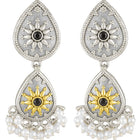 Oxidized Earrings with Teardrop Pearls