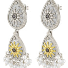 Oxidized Earrings with Teardrop Pearls