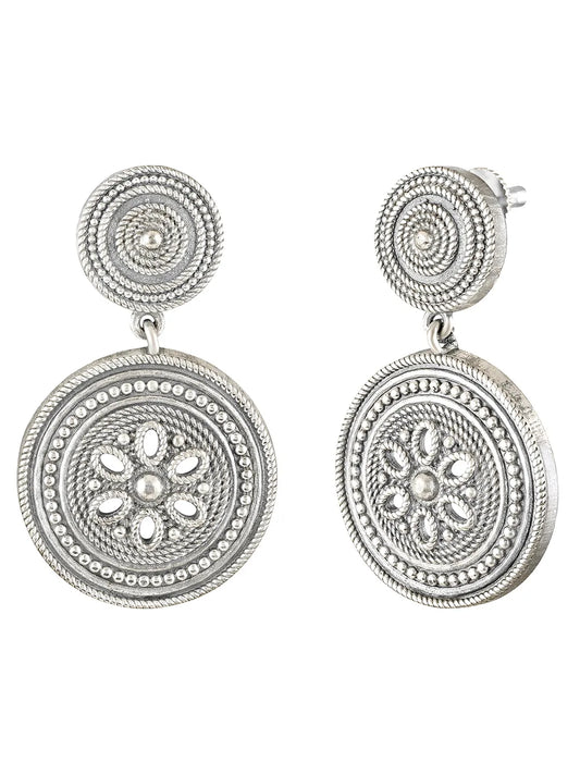 Antique Oxidized Round Charm Earrings