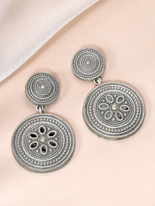 Antique Oxidized Round Charm Earrings