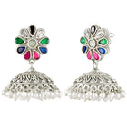 Regal Crystal Oxidized Jhumka Earrings