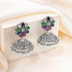 Regal Crystal Oxidized Jhumka Earrings