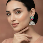 Regal Crystal Oxidized Jhumka Earrings