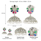 Regal Crystal Oxidized Jhumka Earrings