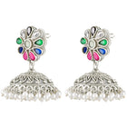 Regal Crystal Oxidized Jhumka Earrings