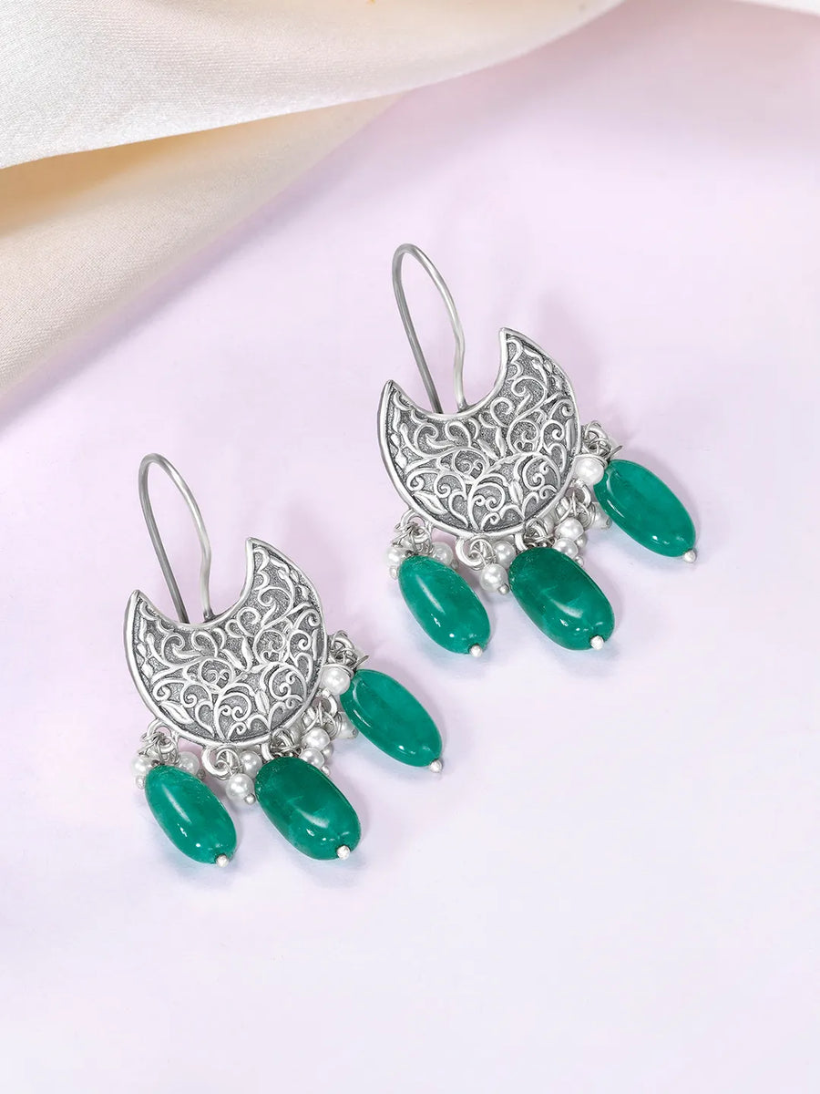 Moonlit Charm Antique Oxidized Earrings