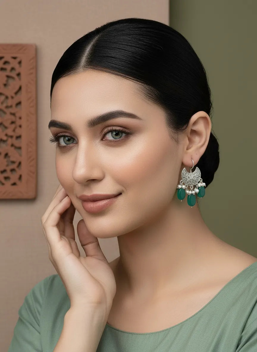 Moonlit Charm Antique Oxidized Earrings