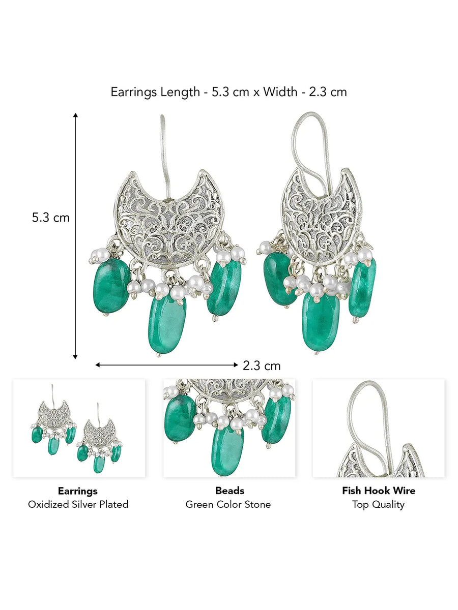 Moonlit Charm Antique Oxidized Earrings