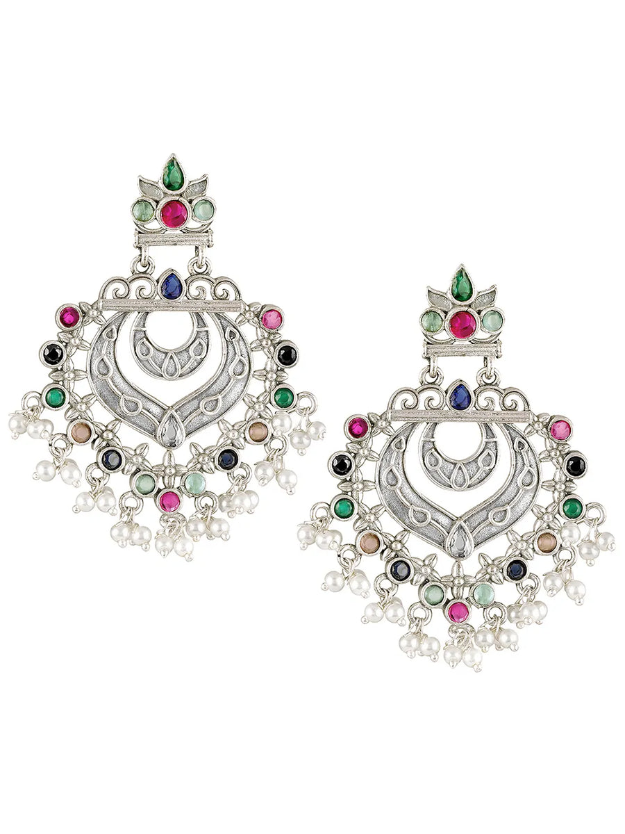 Crescent Crystal Lariya Dangle Earrings