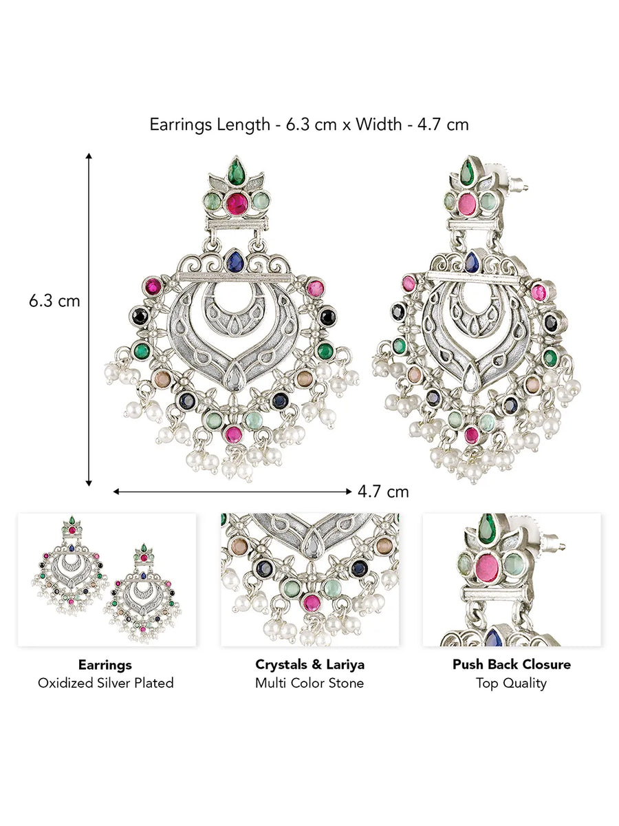 Crescent Crystal Lariya Dangle Earrings