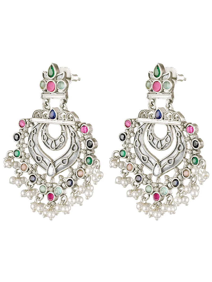 Crescent Crystal Lariya Dangle Earrings