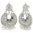 Oxidized Floral Grace Chandbali Earrings