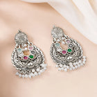 Oxidized Floral Grace Chandbali Earrings