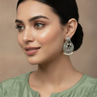 Oxidized Floral Grace Chandbali Earrings